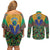 African Pattern Traditional Kanga Style Couples Matching Off Shoulder Short Dress and Long Sleeve Button Shirt LT9 - Wonder Print Shop