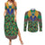 African Pattern Traditional Kanga Style Couples Matching Summer Maxi Dress and Long Sleeve Button Shirt LT9 - Wonder Print Shop