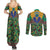 African Pattern Traditional Kanga Style Couples Matching Summer Maxi Dress and Long Sleeve Button Shirt LT9 - Wonder Print Shop