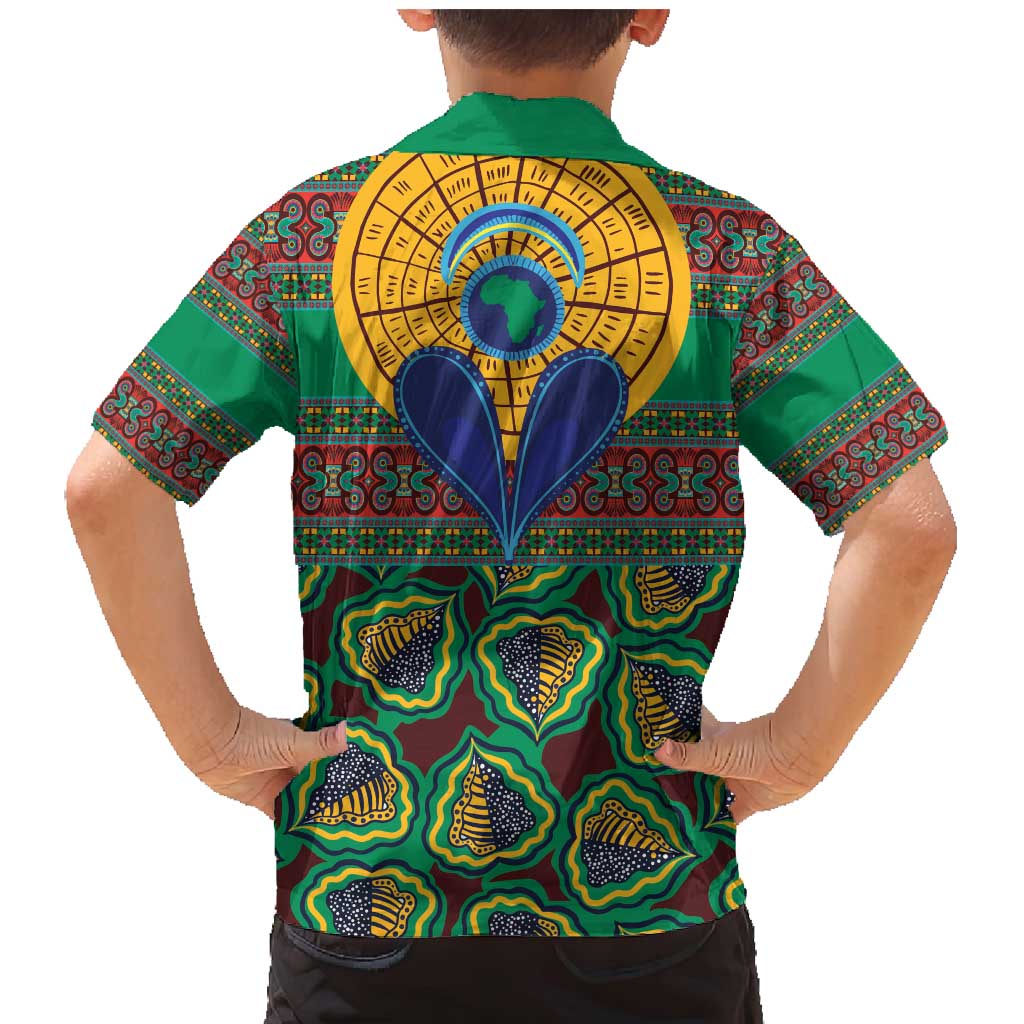 African Pattern Traditional Kanga Style Family Matching Mermaid Dress and Hawaiian Shirt LT9 - Wonder Print Shop