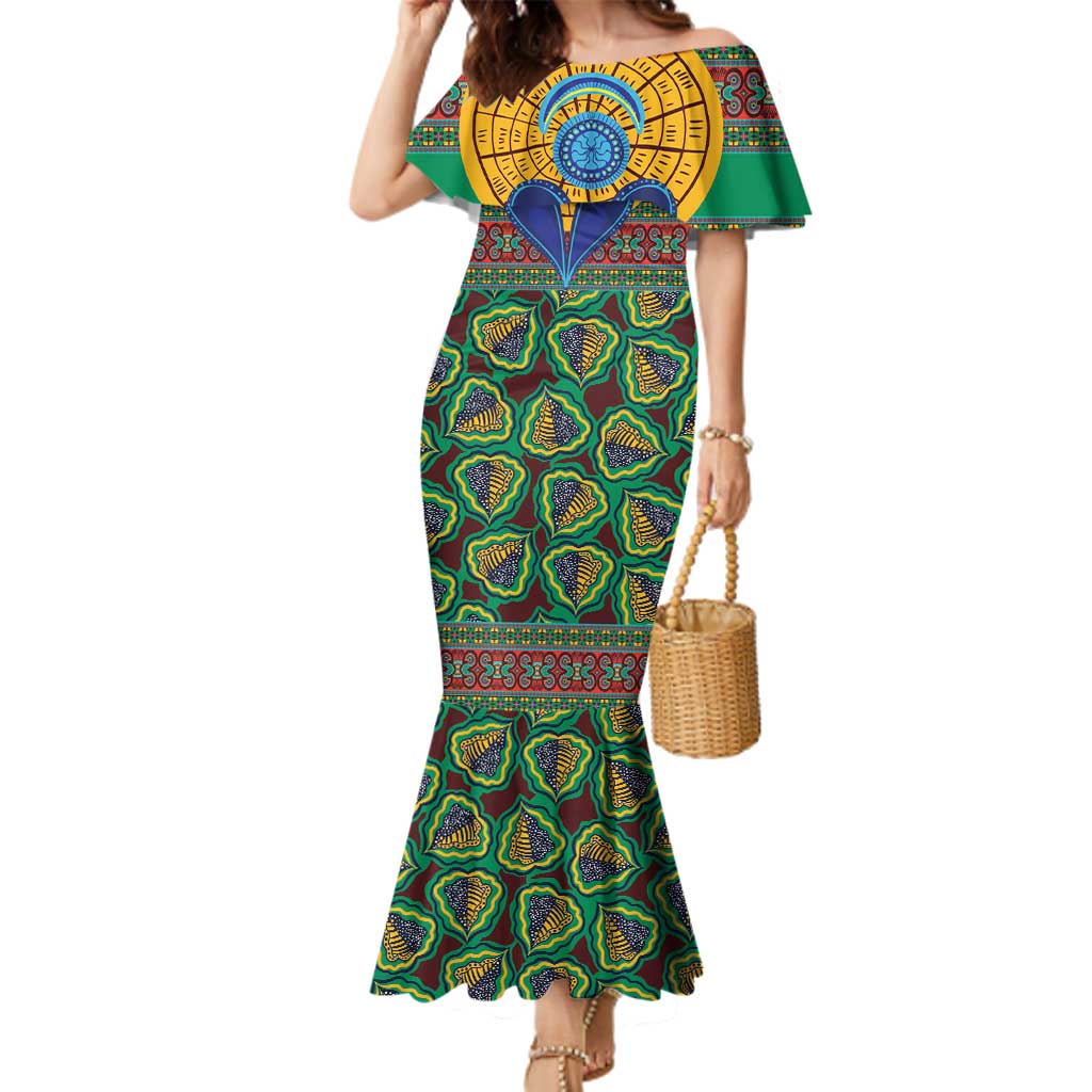 African Pattern Traditional Kanga Style Family Matching Mermaid Dress and Hawaiian Shirt LT9 - Wonder Print Shop