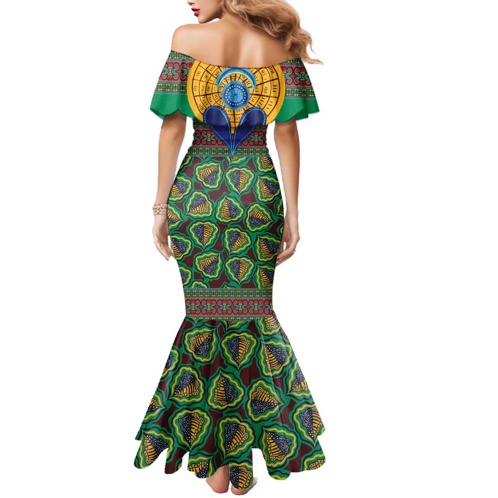 African Pattern Traditional Kanga Style Family Matching Mermaid Dress and Hawaiian Shirt LT9 - Wonder Print Shop