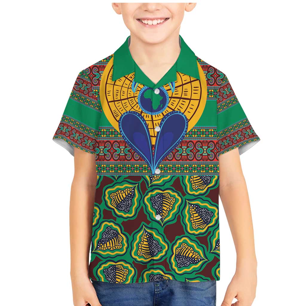 African Pattern Traditional Kanga Style Family Matching Mermaid Dress and Hawaiian Shirt LT9 - Wonder Print Shop