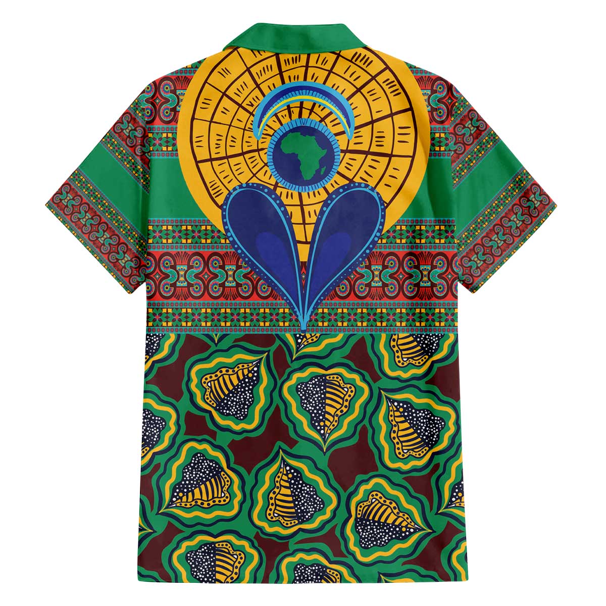 African Pattern Traditional Kanga Style Family Matching Off The Shoulder Long Sleeve Dress and Hawaiian Shirt - Wonder Print Shop