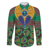 African Pattern Traditional Kanga Style Family Matching Off The Shoulder Long Sleeve Dress and Hawaiian Shirt - Wonder Print Shop