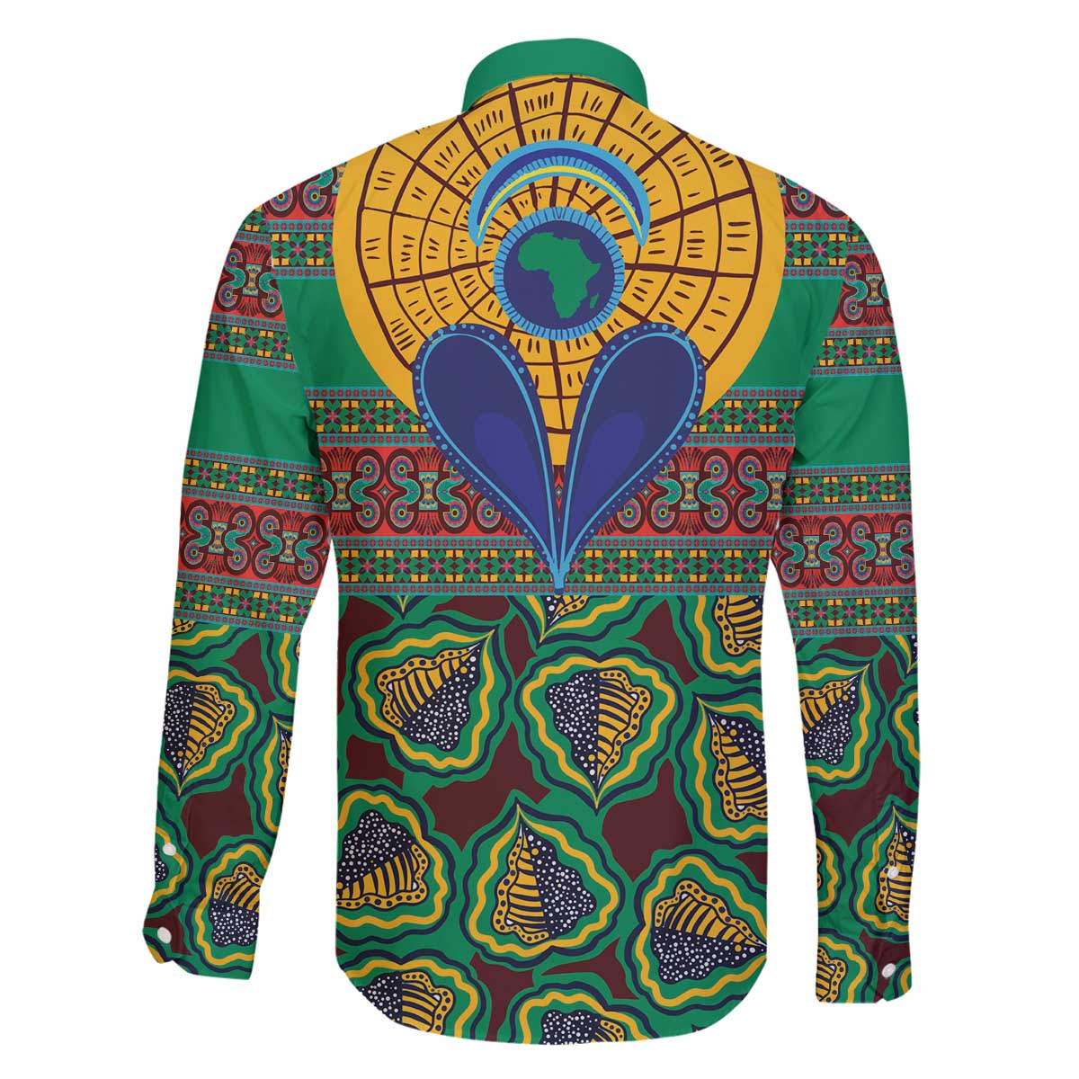 African Pattern Traditional Kanga Style Family Matching Off The Shoulder Long Sleeve Dress and Hawaiian Shirt - Wonder Print Shop