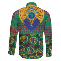 African Pattern Traditional Kanga Style Family Matching Off The Shoulder Long Sleeve Dress and Hawaiian Shirt - Wonder Print Shop