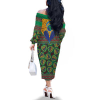 African Pattern Traditional Kanga Style Family Matching Off The Shoulder Long Sleeve Dress and Hawaiian Shirt - Wonder Print Shop