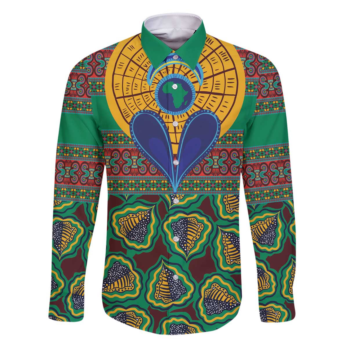 African Pattern Traditional Kanga Style Family Matching Puletasi and Hawaiian Shirt - Wonder Print Shop