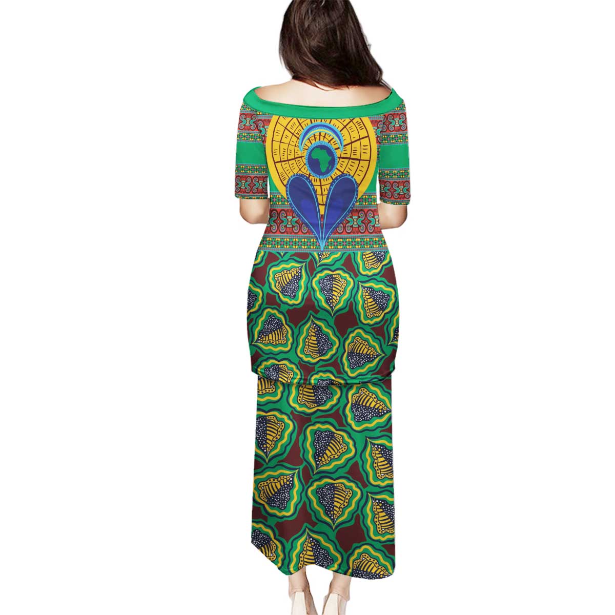 African Pattern Traditional Kanga Style Family Matching Puletasi and Hawaiian Shirt - Wonder Print Shop