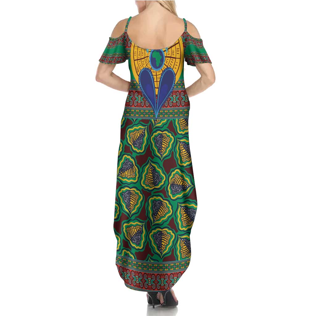 African Pattern Traditional Kanga Style Family Matching Summer Maxi Dress and Hawaiian Shirt - Wonder Print Shop