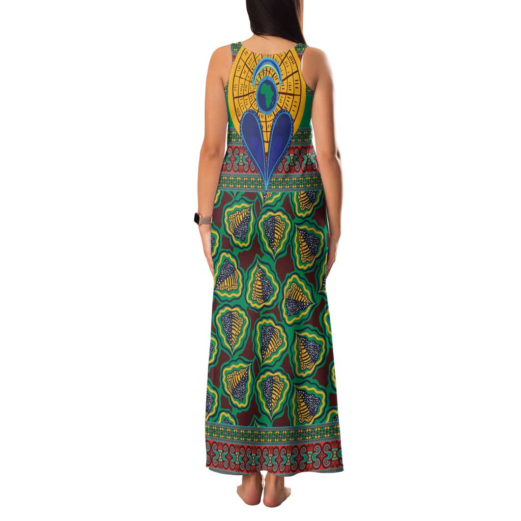 African Pattern Traditional Kanga Style Family Matching Tank Maxi Dress and Hawaiian Shirt - Wonder Print Shop