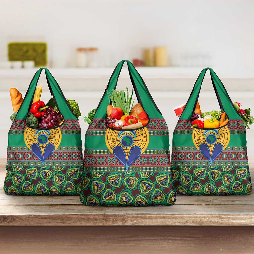 African Pattern Traditional Kanga Style Grocery Bag