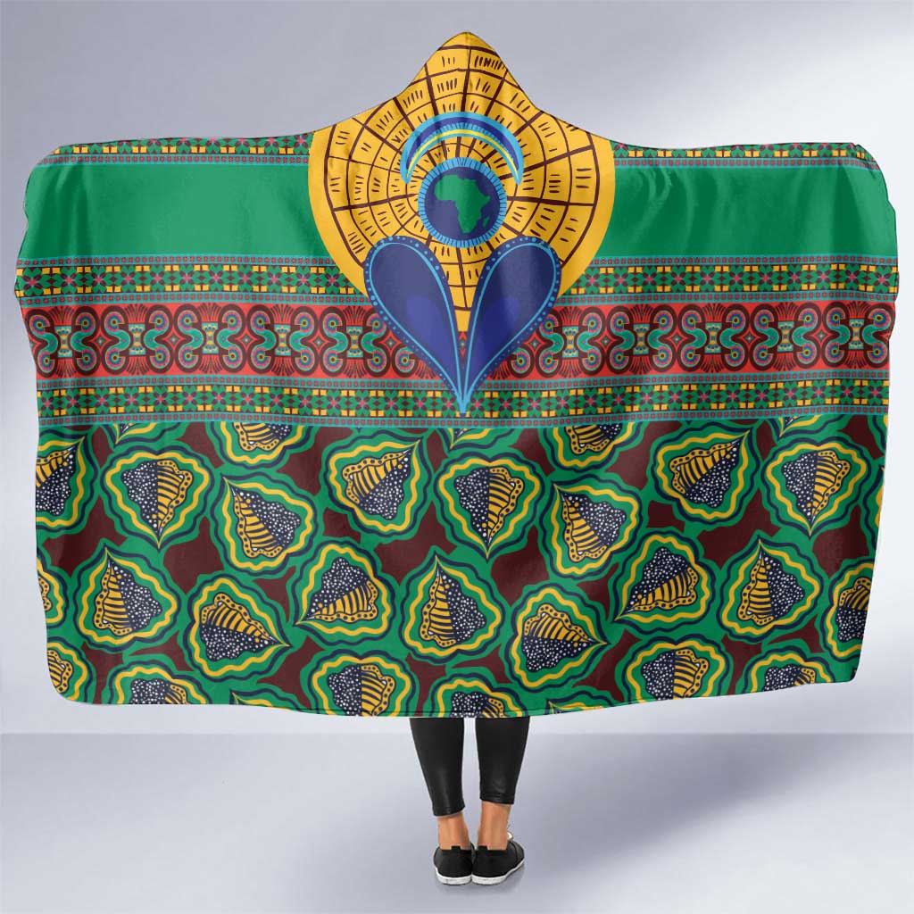 African Pattern Traditional Kanga Style Hooded Blanket