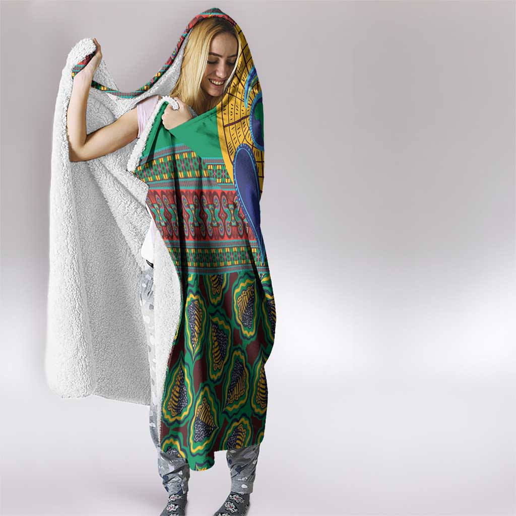 African Pattern Traditional Kanga Style Hooded Blanket