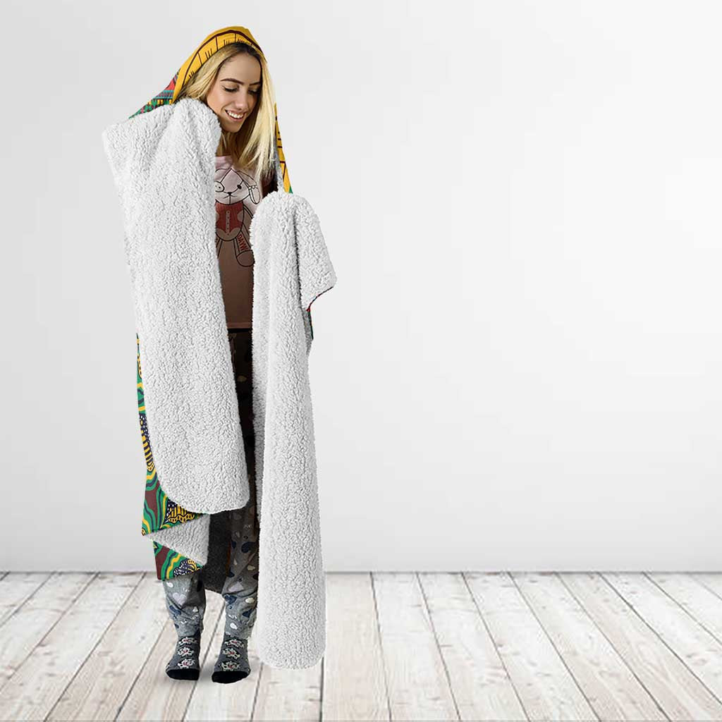 African Pattern Traditional Kanga Style Hooded Blanket