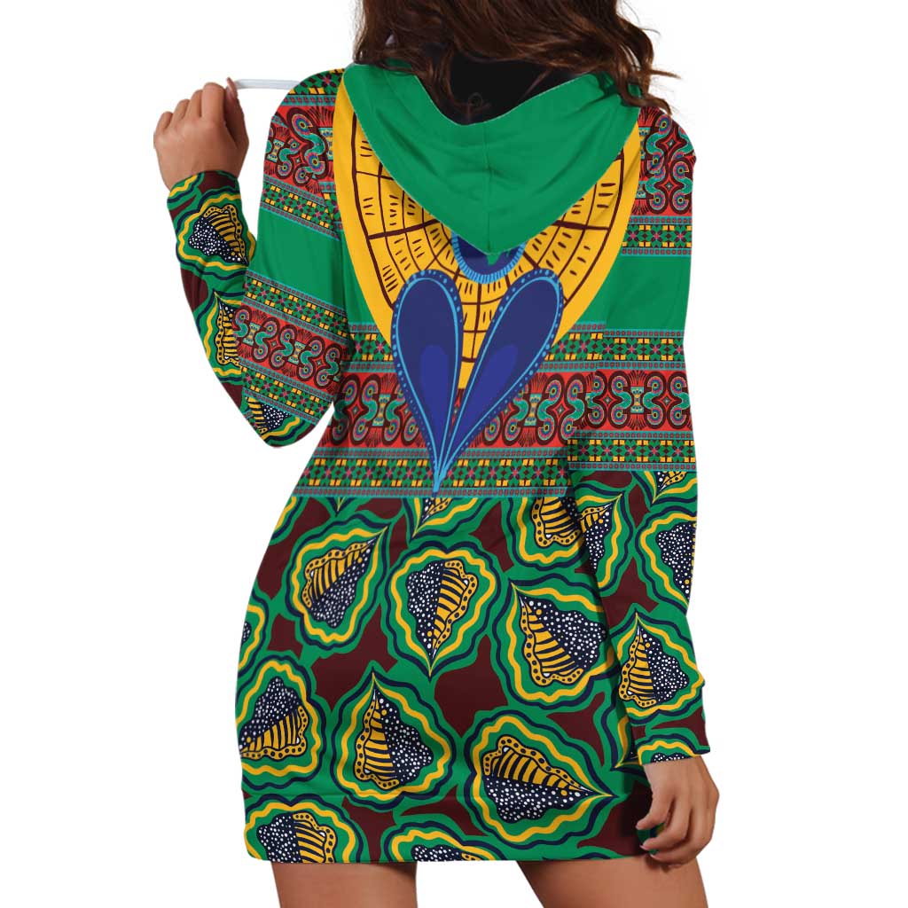 African Pattern Traditional Kanga Style Hoodie Dress - Wonder Print Shop