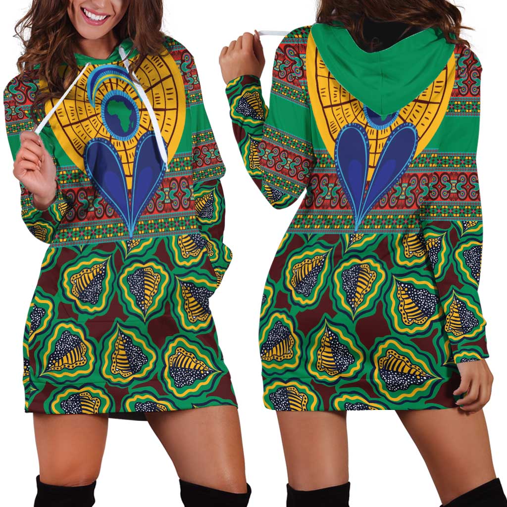 African Pattern Traditional Kanga Style Hoodie Dress - Wonder Print Shop