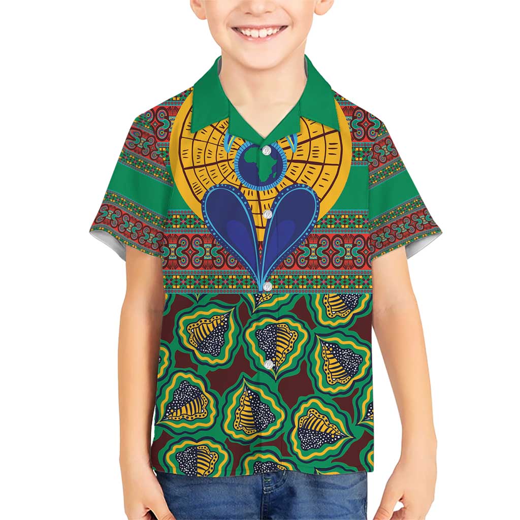 African Pattern Traditional Kanga Style Kid Hawaiian Shirt - Wonder Print Shop