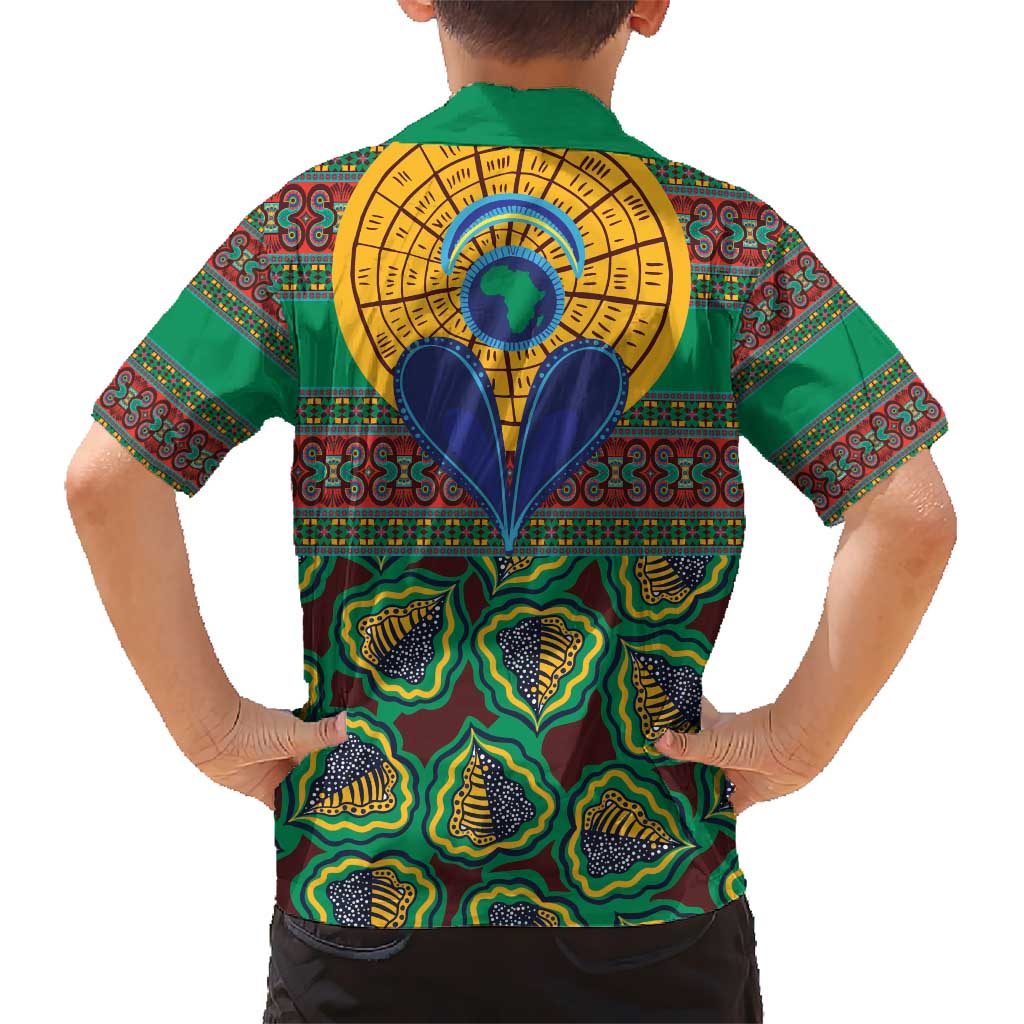 African Pattern Traditional Kanga Style Kid Hawaiian Shirt - Wonder Print Shop