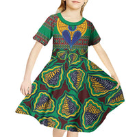 African Pattern Traditional Kanga Style Kid Short Sleeve Dress - Wonder Print Shop