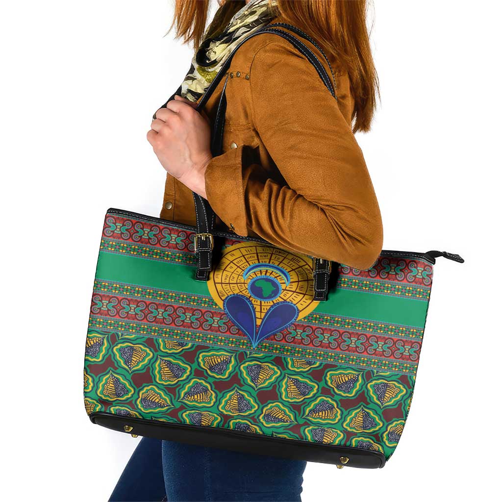 African Pattern Traditional Kanga Style Leather Tote Bag - Wonder Print Shop