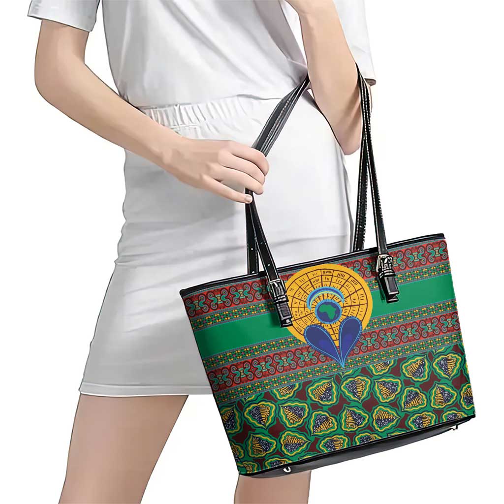 African Pattern Traditional Kanga Style Leather Tote Bag - Wonder Print Shop