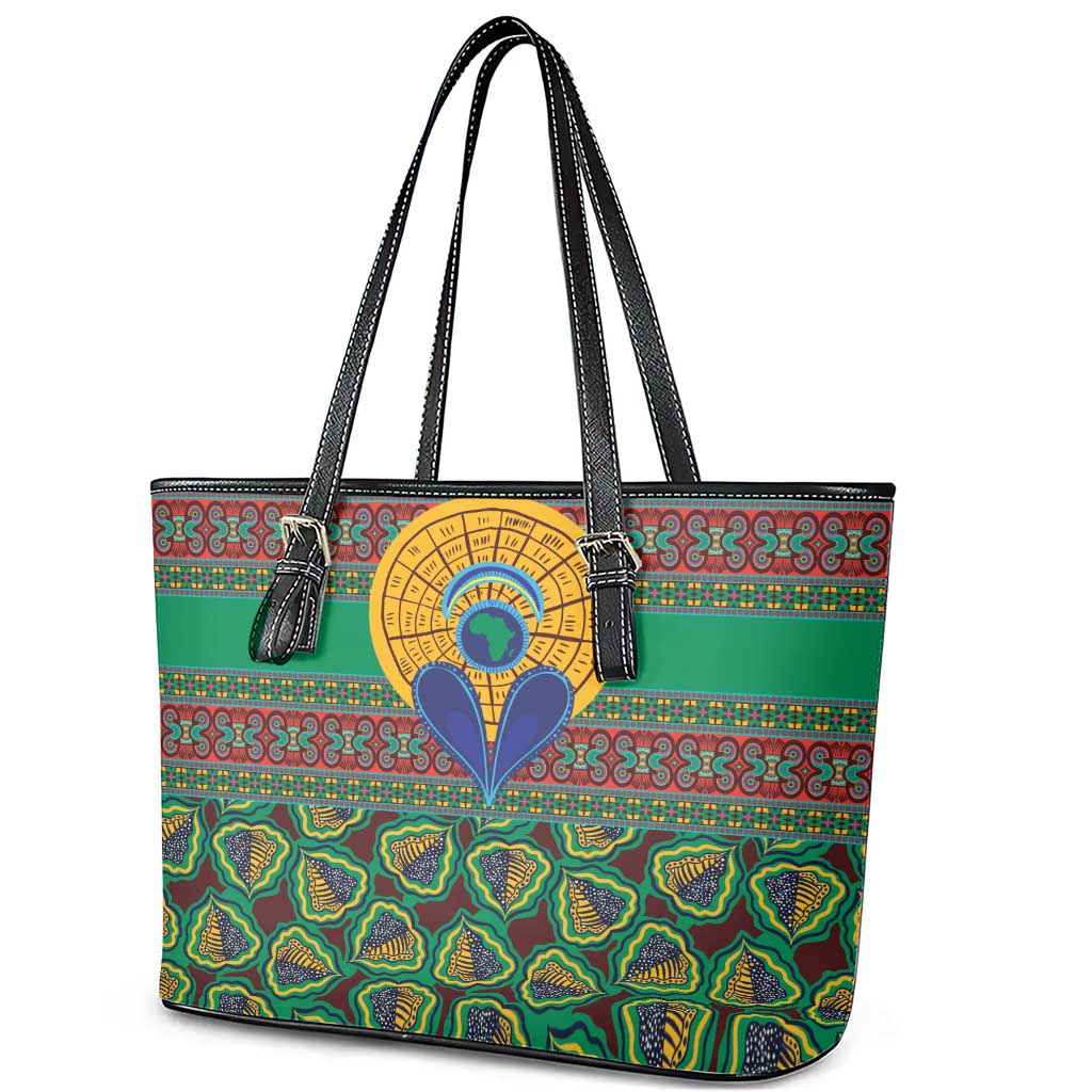 African Pattern Traditional Kanga Style Leather Tote Bag - Wonder Print Shop