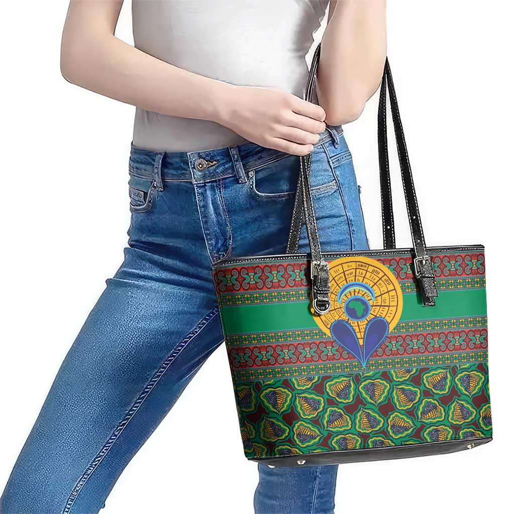 African Pattern Traditional Kanga Style Leather Tote Bag - Wonder Print Shop