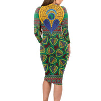 African Pattern Traditional Kanga Style Long Sleeve Bodycon Dress - Wonder Print Shop