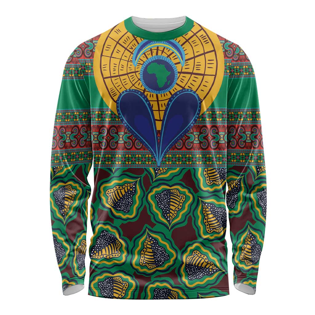 African Pattern Traditional Kanga Style Long Sleeve Shirt - Wonder Print Shop