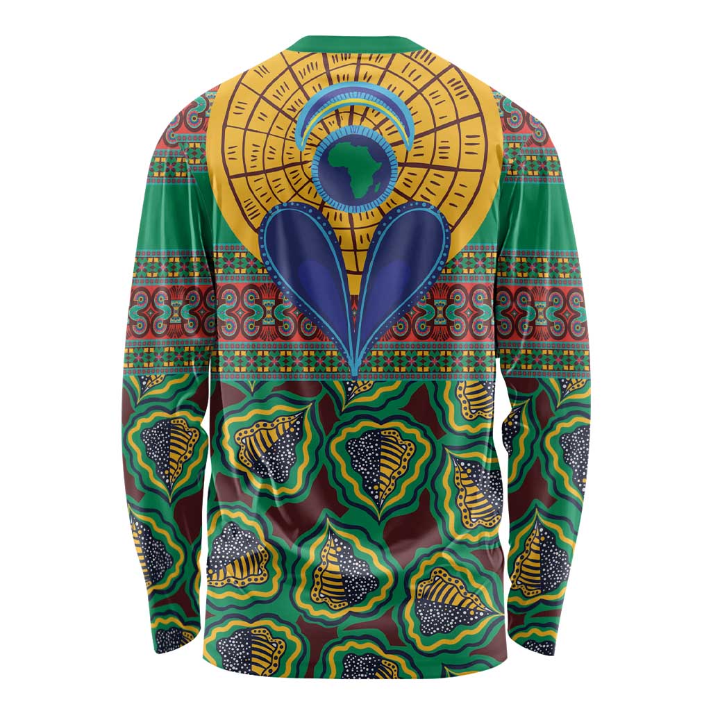 African Pattern Traditional Kanga Style Long Sleeve Shirt - Wonder Print Shop