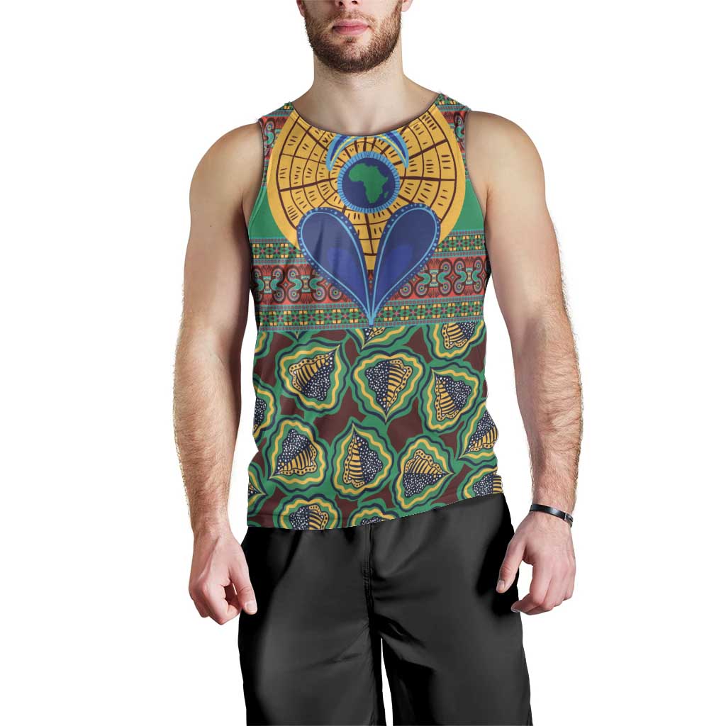 African Pattern Traditional Kanga Style Men Tank Top - Wonder Print Shop