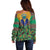 African Pattern Traditional Kanga Style Off Shoulder Sweater - Wonder Print Shop