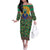 African Pattern Traditional Kanga Style Off The Shoulder Long Sleeve Dress - Wonder Print Shop