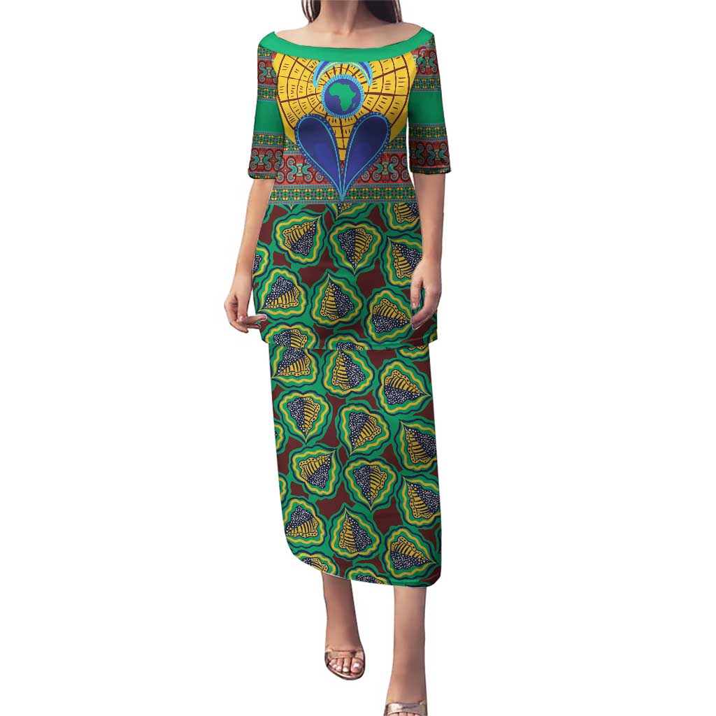 African Pattern Traditional Kanga Style Puletasi - Wonder Print Shop