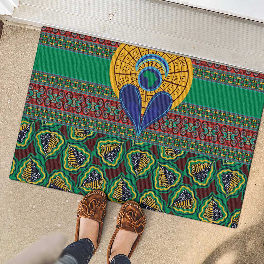 African Pattern Traditional Kanga Style Rubber Doormat - Wonder Print Shop