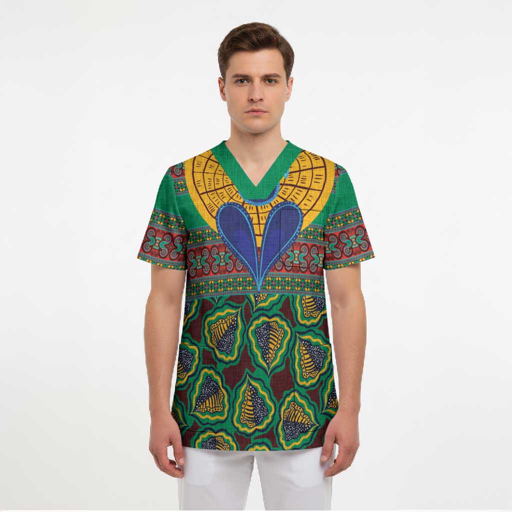 African Pattern Traditional Kanga Style Scrub Top