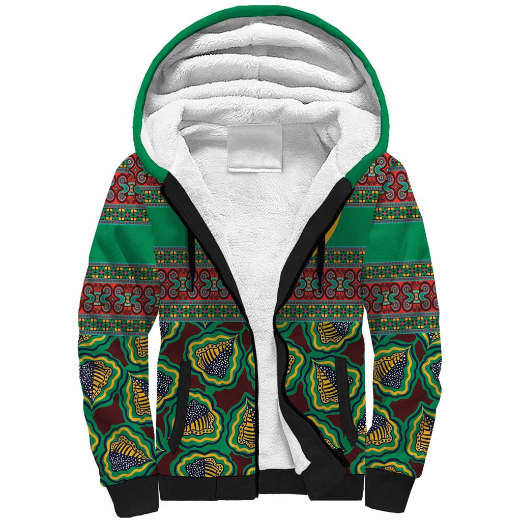 African Pattern Traditional Kanga Style Sherpa Hoodie - Wonder Print Shop