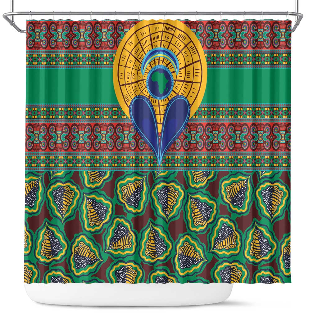 African Pattern Traditional Kanga Style Shower Curtain