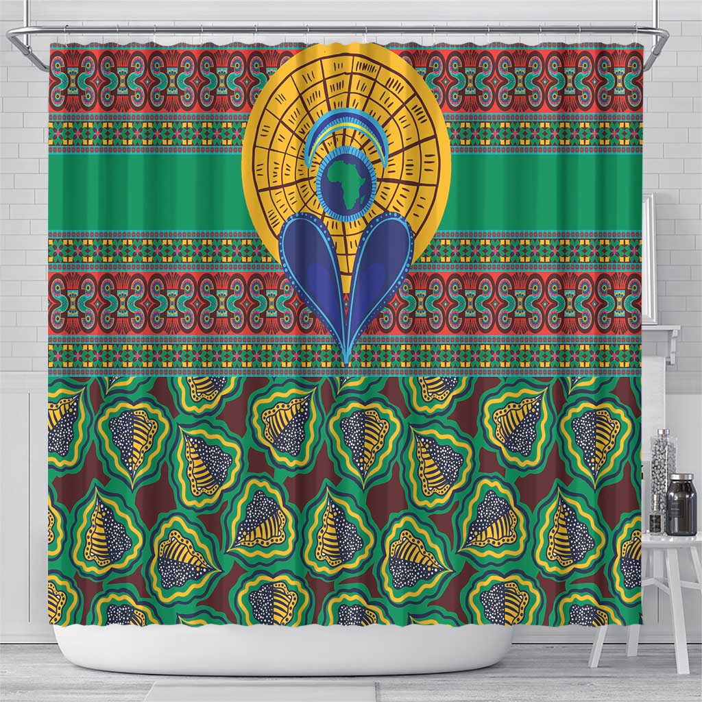 African Pattern Traditional Kanga Style Shower Curtain