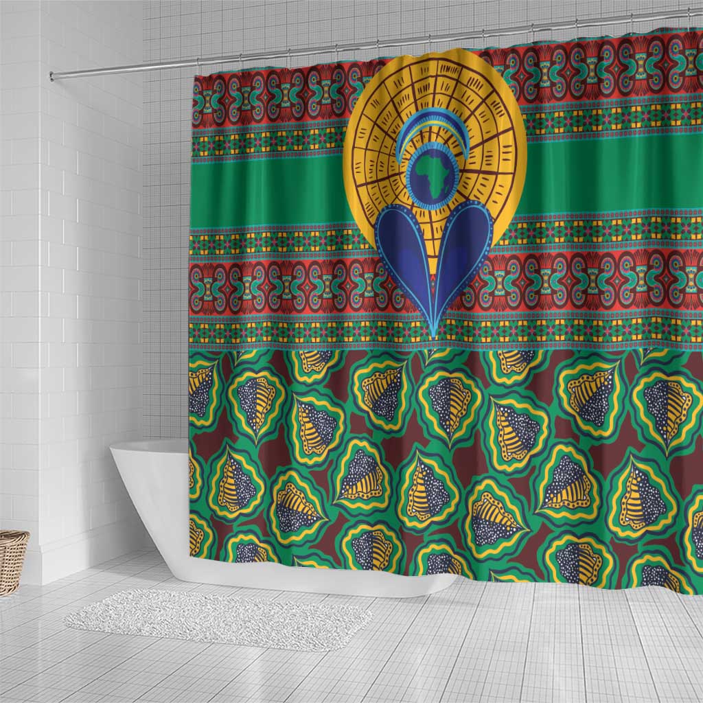 African Pattern Traditional Kanga Style Shower Curtain