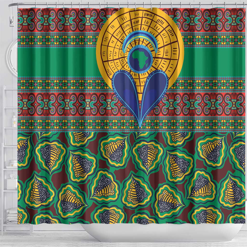 African Pattern Traditional Kanga Style Shower Curtain