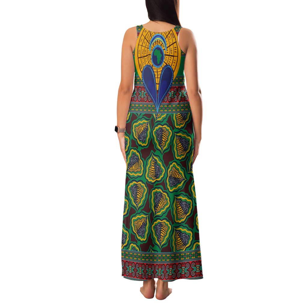 African Pattern Traditional Kanga Style Tank Maxi Dress - Wonder Print Shop