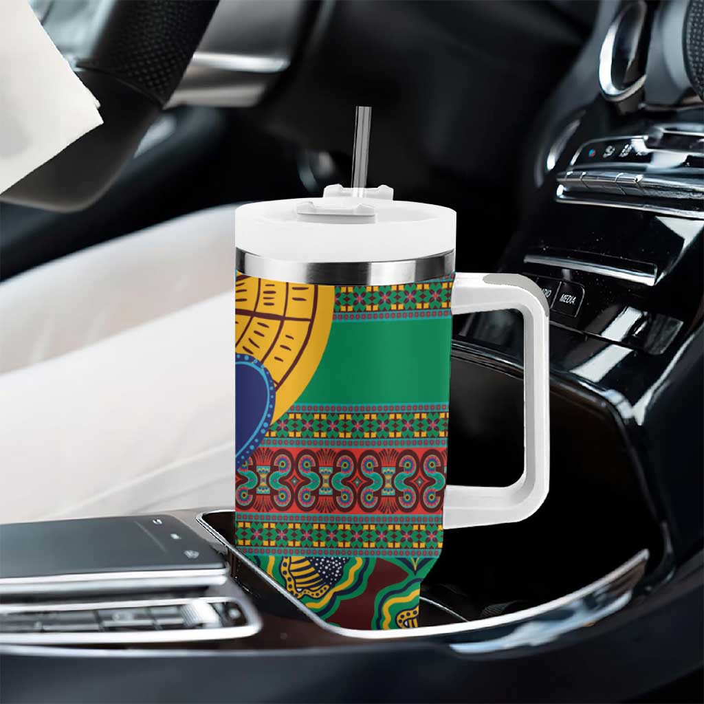 African Pattern Traditional Kanga Style Tumbler With Handle - Wonder Print Shop