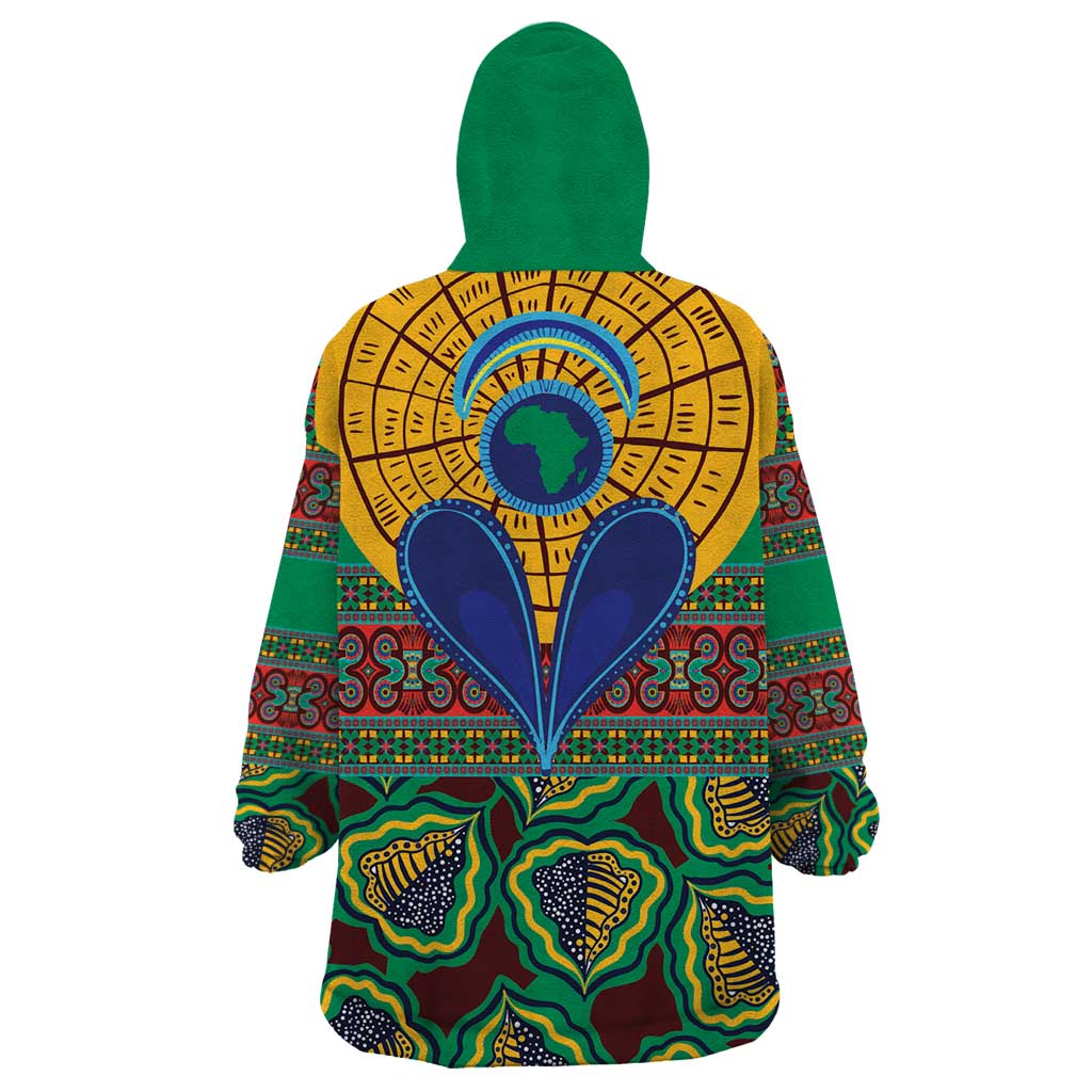 African Pattern Traditional Kanga Style Wearable Blanket Hoodie - Wonder Print Shop