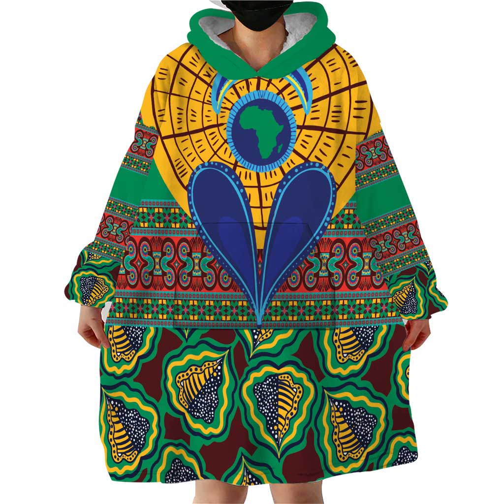 African Pattern Traditional Kanga Style Wearable Blanket Hoodie - Wonder Print Shop