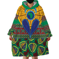 African Pattern Traditional Kanga Style Wearable Blanket Hoodie - Wonder Print Shop