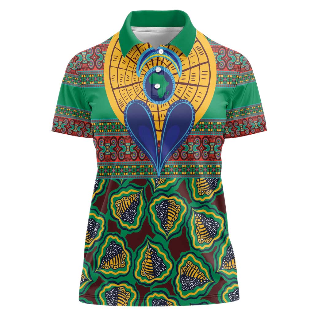 African Pattern Traditional Kanga Style Women Polo Shirt - Wonder Print Shop