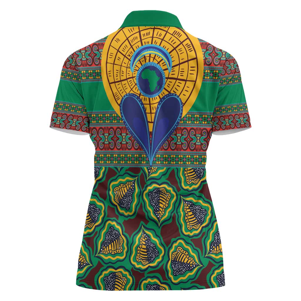 African Pattern Traditional Kanga Style Women Polo Shirt - Wonder Print Shop